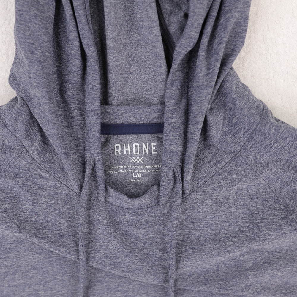 Rhone Reign Hoodie Mens Large Blue Heathered Long Sleeve Activewear Athleisure - Picture 4 of 10